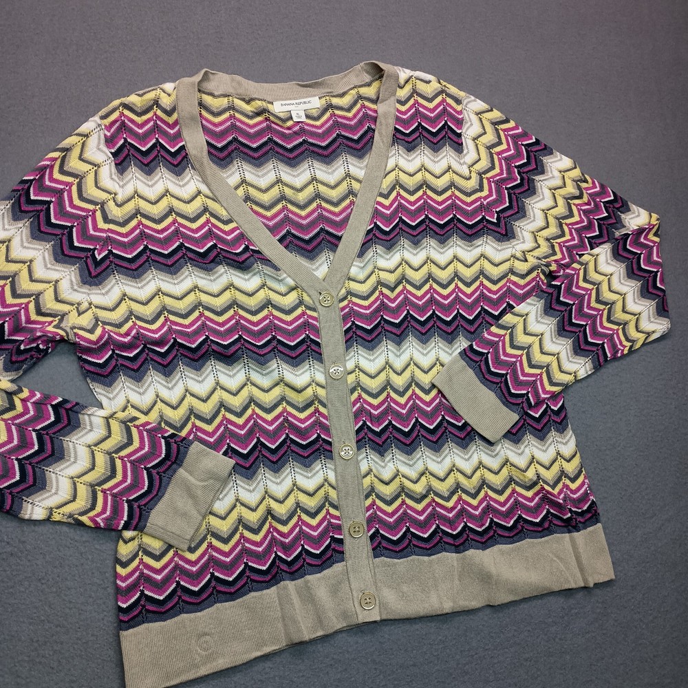 Banana Republic Women’s XL Multicolor Wavy Open Knit Lightweight Cardigan Sweater