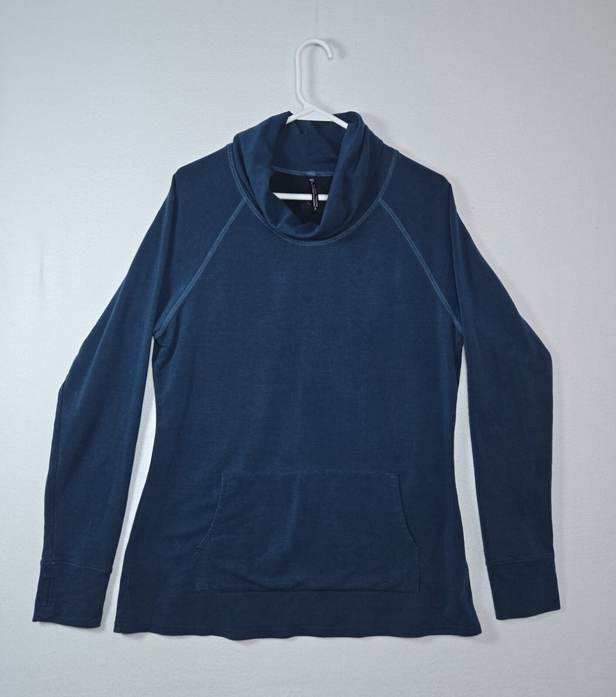 Kuhl Womens Funnel Neck Outdoor Pullover Hiking Thumbhole Sweatshirt Blue Sz L