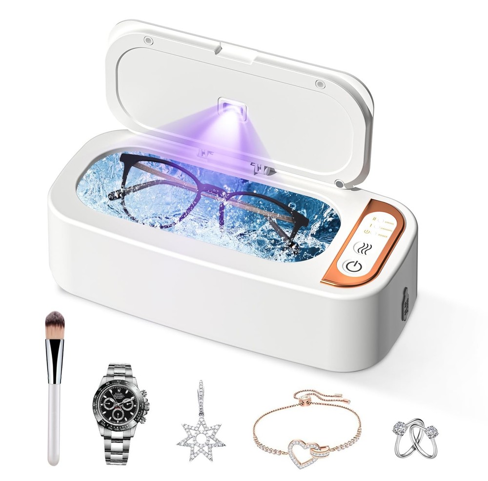 48KHz UV Ultrasonic Cleaner Rechargeable Professional Jewelry Eyeglasses Sterilizer