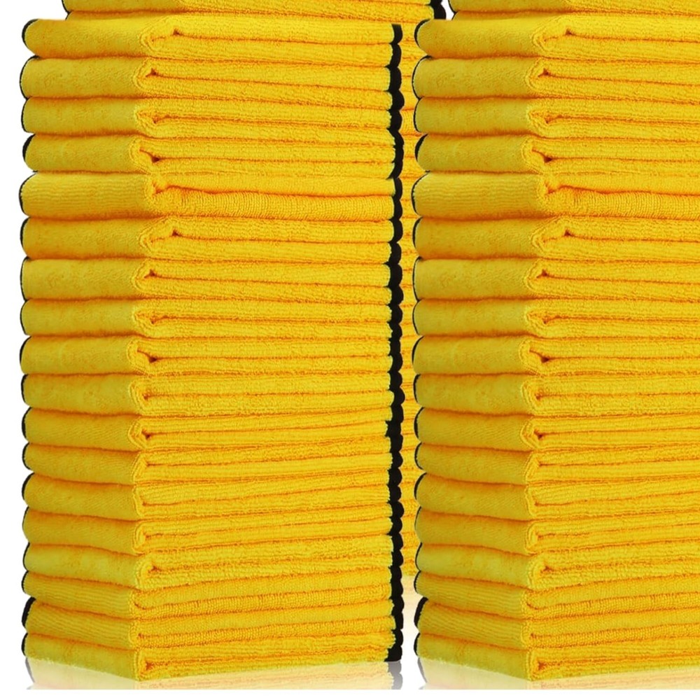 40 Reusable Gold Microfiber Towels – Lightweight Super Absorbent Cleaning Cloths for Home & Car