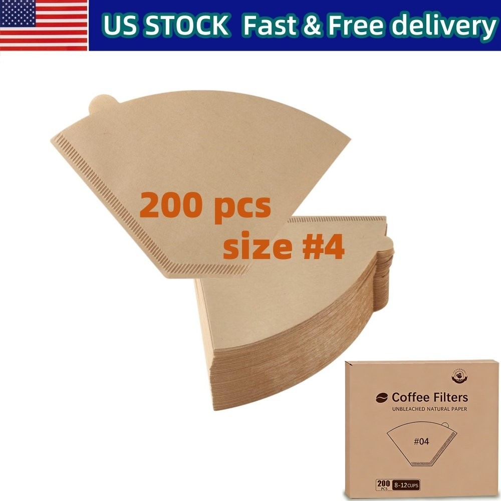 Coffee Filters Size 04 Cone Unbleached Brown Paper Coffee Filters 200 COUNT!!!