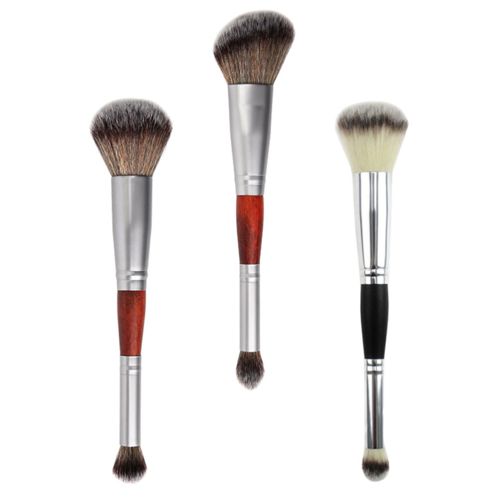 3 Double-Ended Makeup Brushes for Women - Essential Cosmetic Tools