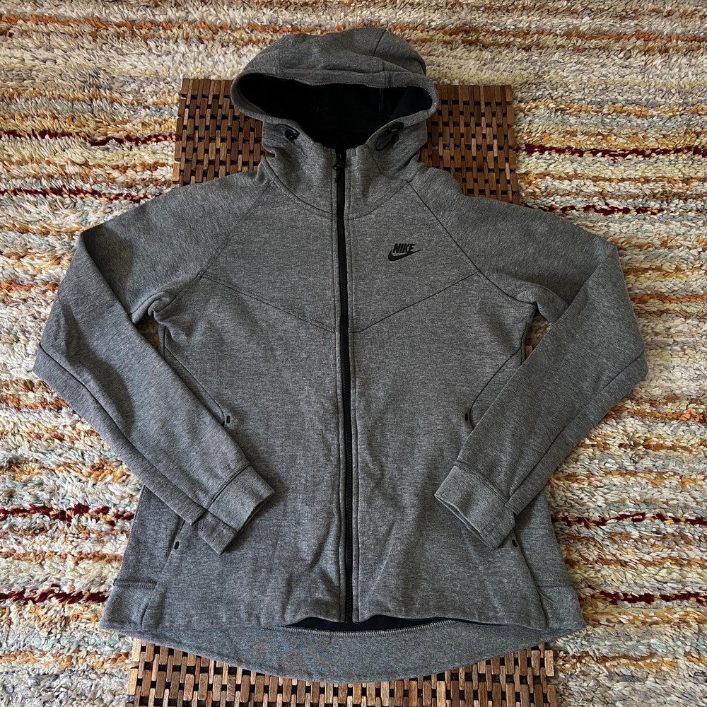 Nike Tech Fleece Hoodie Hoody Jacket Sweatshirt Grey Black Women's Large L