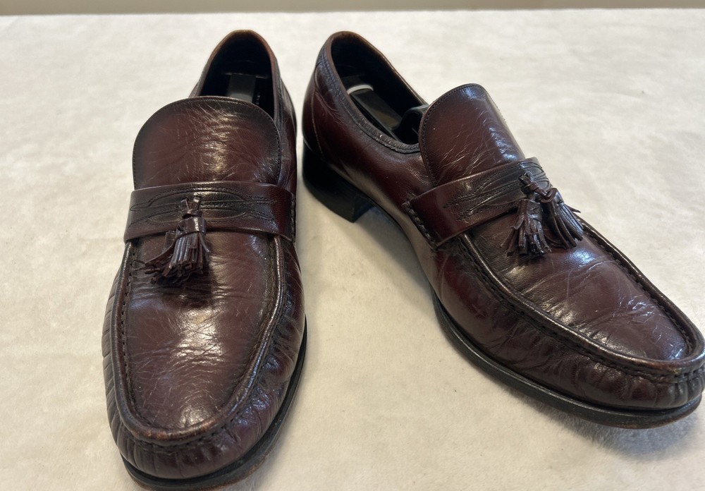 Florsheim Shoes Mens Size 10.5 D Burgundy Pisa Moc Toe Tassel Loafers Leather