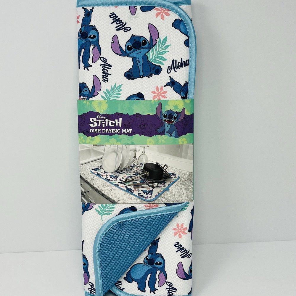 Disney Lilo & Stitch Dish Drying Mat 16”x18” Hawaiian Tropical Aloha Colorful