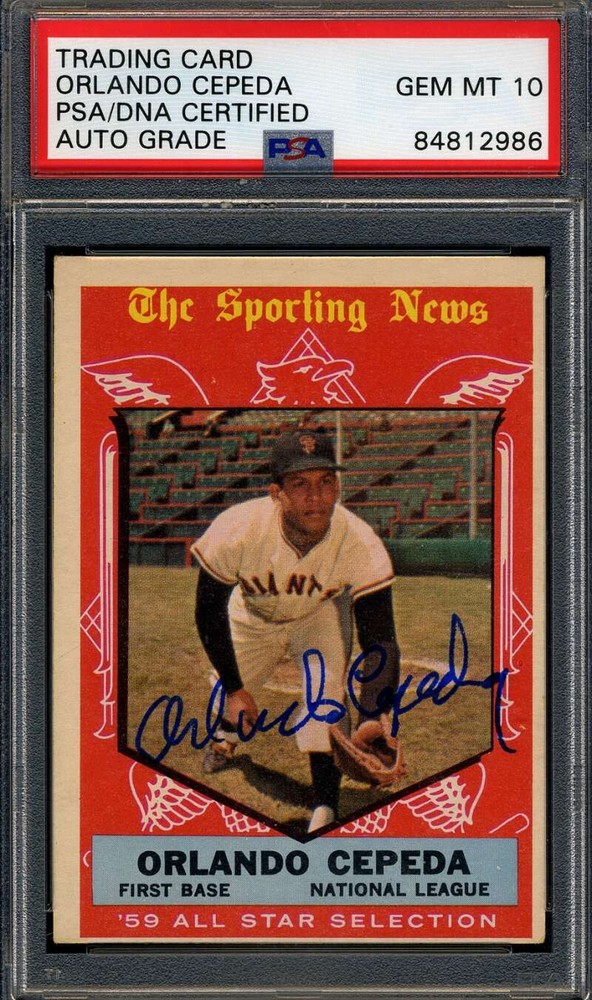 Orlando Cepeda Gem Mint 10 PSA DNA Signed 1959 Topps All Star Autograph