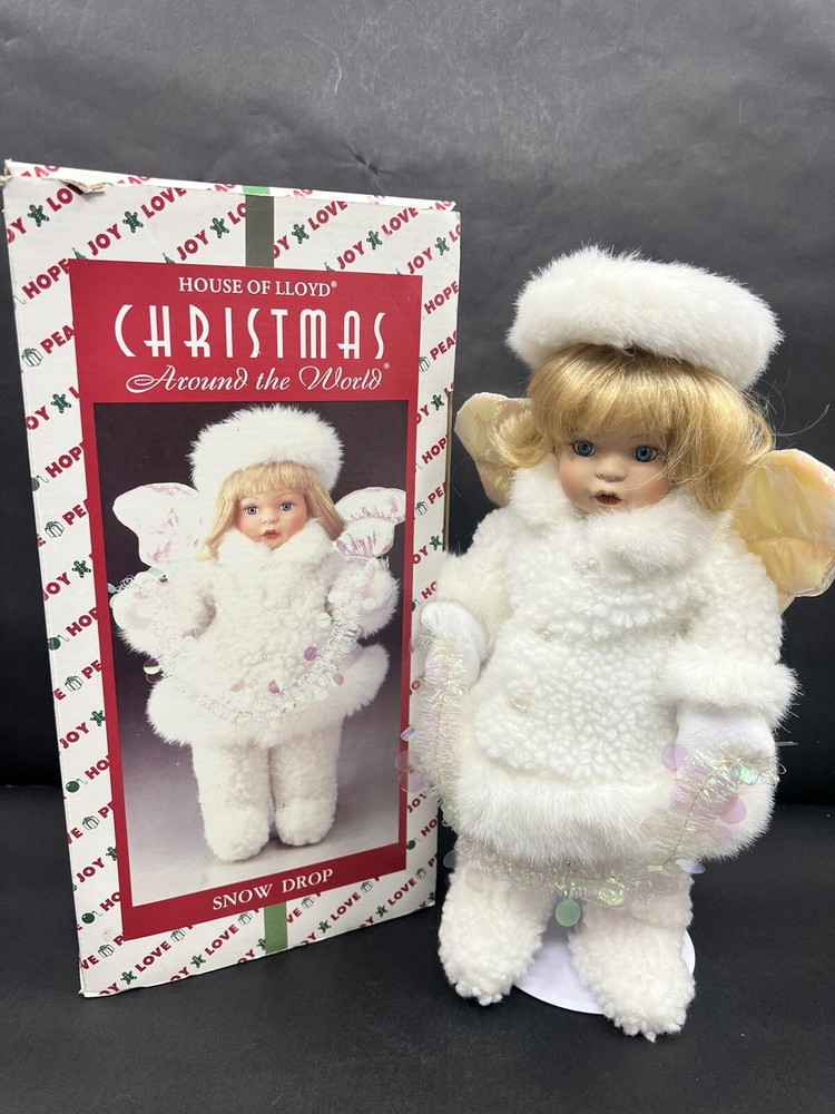 Vintage House Of Lloyd Snow Drop Christmas Angel Doll 13in 1997 wStand & Box New