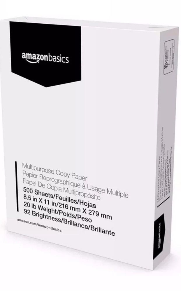 Amazon Basics 8.5x11 Multipurpose Copy Printer Paper 20lb 500 Sheets 1 Ream  