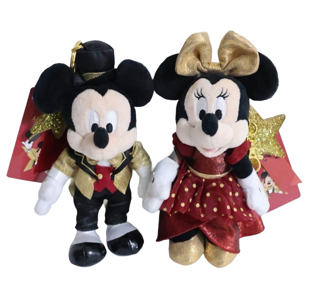 Tokyo Disney Store Exclusive Mickey & Minnie Plush Keychain Set 25th Anniversary