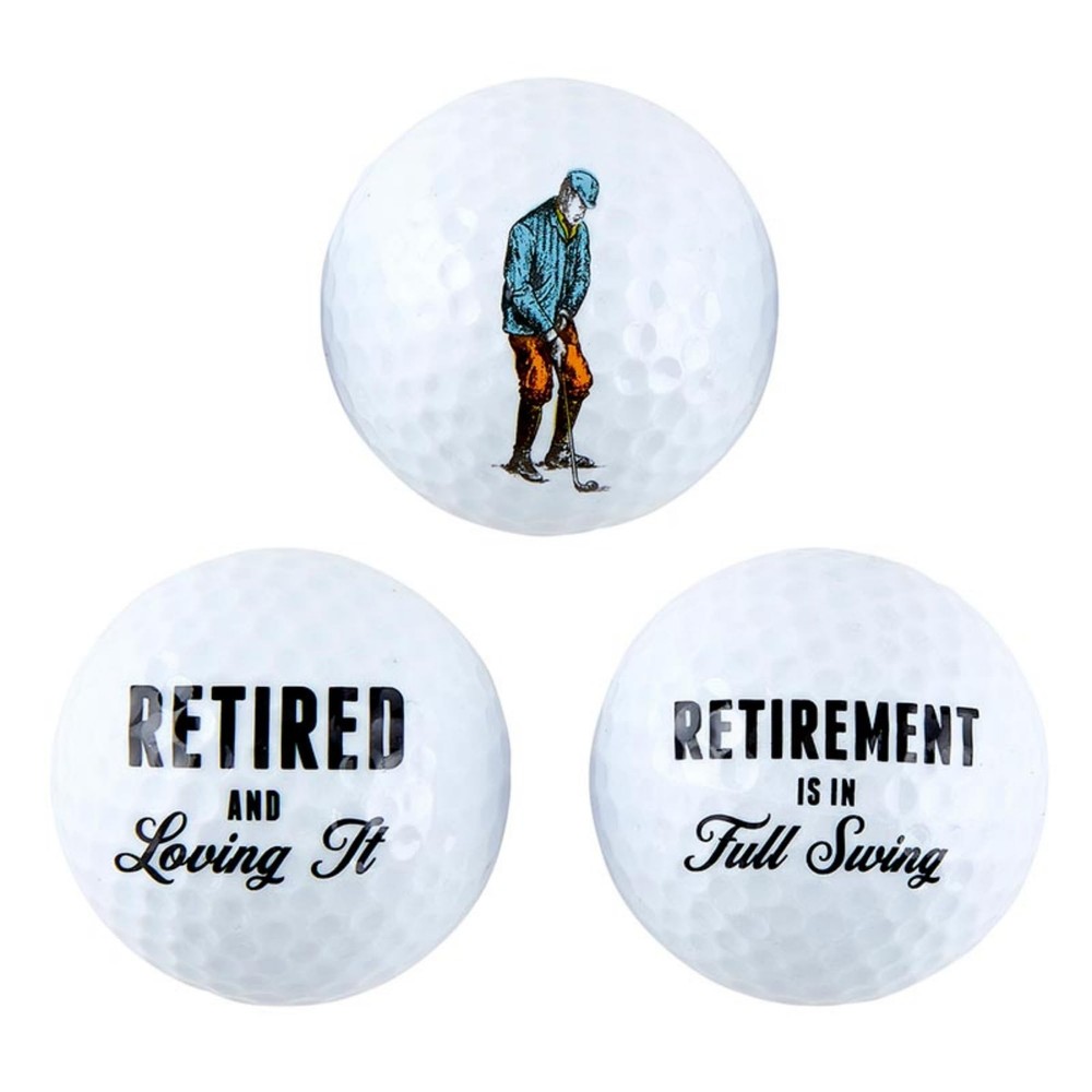 Vintage Artwork Golf Ball Gift Set - 3 Pack Retirement Present