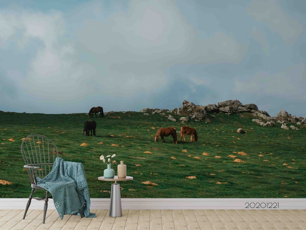 3D Sky Grassland Horse Landscape Wall Murals Wallpaper Murals Wall Sticker