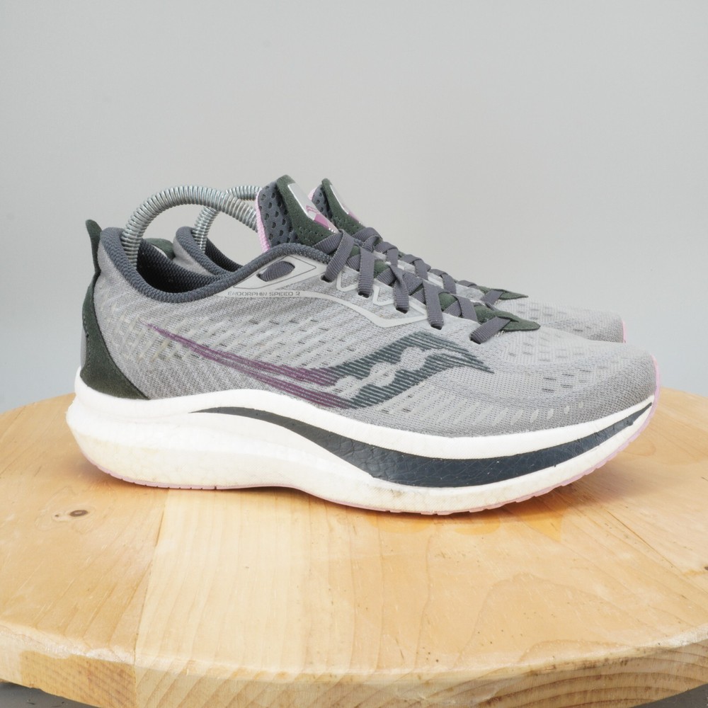 Saucony Endorphin Speed 2 Womens Running Shoes Size 9.5 Grey Pink Sneakers