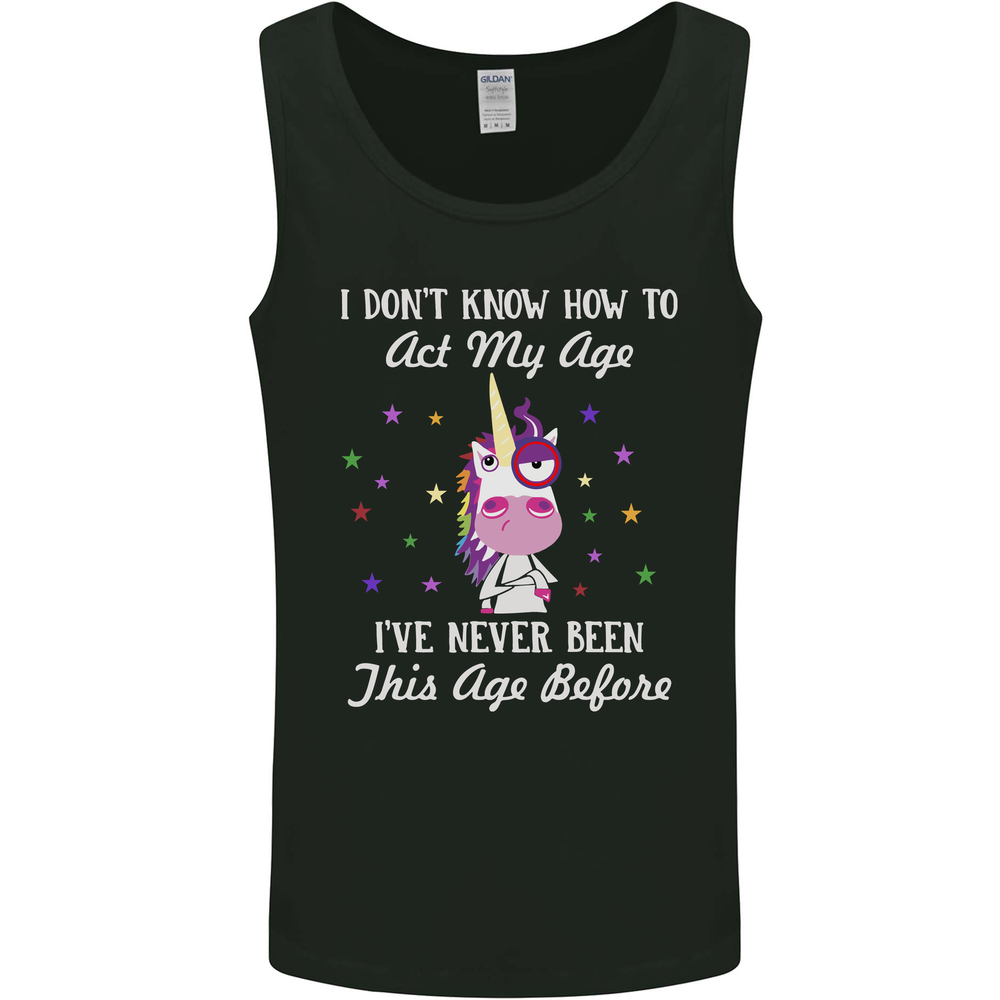 How To Act My Age Funny Unicorn Birthday Mens Vest Tank Top