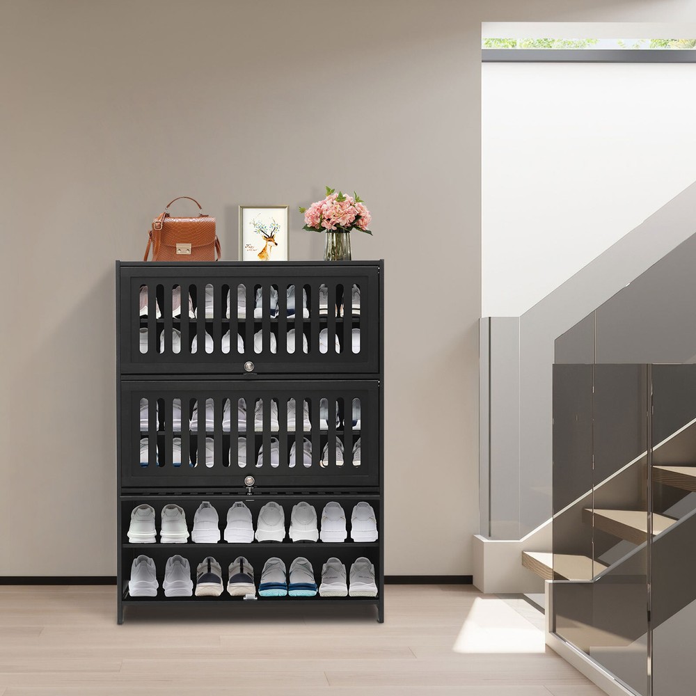 7-Tier Modern Flip-Up Shoe Cabinet for Room 80x32x106cm Storage Organizer