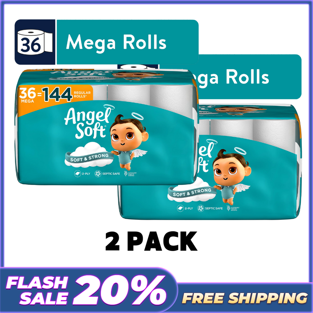 [ FLASH SALE ] - ( 2 pack ) Angel Soft 2-Ply Toilet Paper, 36 Mega Rolls-image