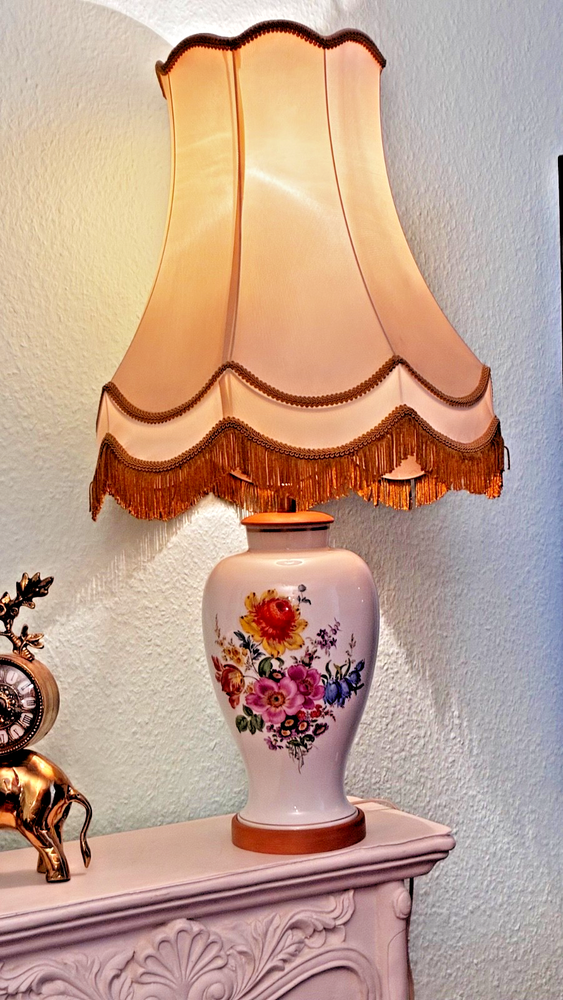 Meissen Fireplace Lamp 1st Choice Antique 1951 H 85 cm