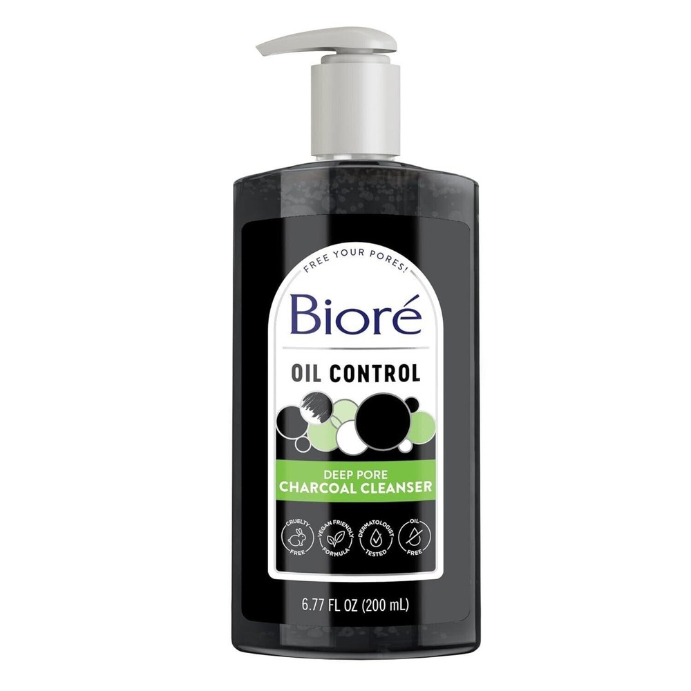 Biore Charcoal Face Wash for Men Deep Pore Facial Cleanser Oily Skin 6.77 Ounce