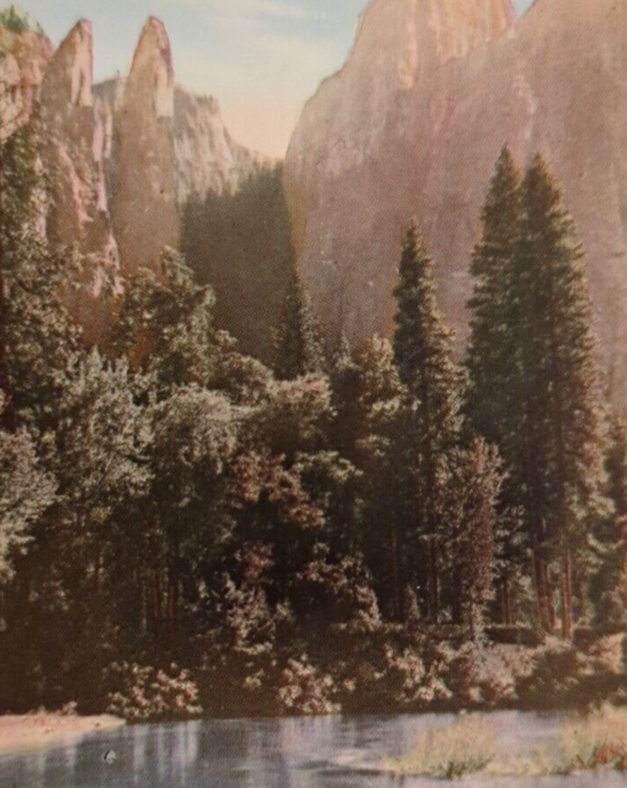 Cathedral Spires Yosemite Valley California Antique Souvenir Postcard 1924