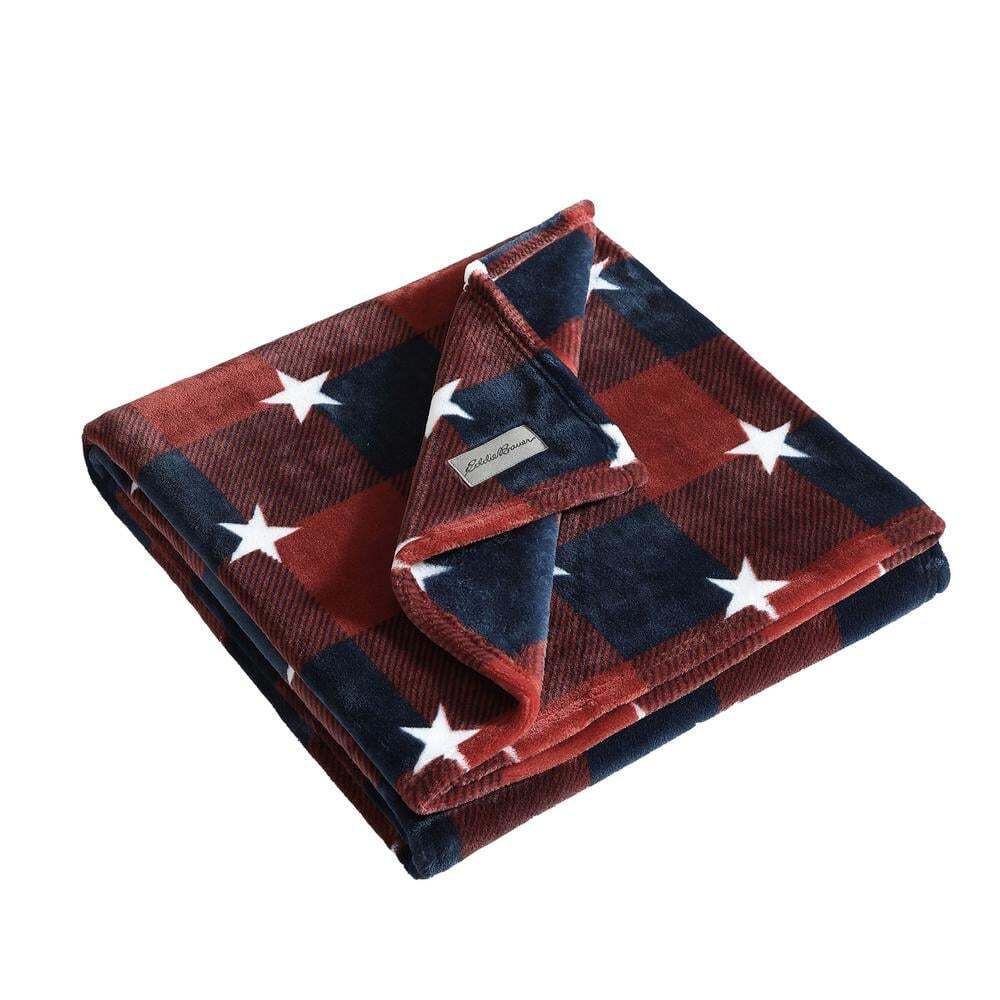 Americana Plaid Red Microfiber 70X50 Throw Blanket