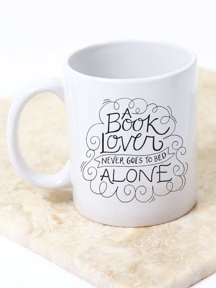 A Book Lover Never Goes To Bed Alone Illustrated Ceramic Plastic Travel Mug Cup