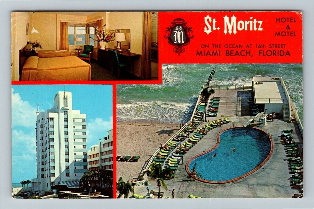 Miami FL-Florida, St Moritz, Ocean Views, Advertising, Vintage Postcard