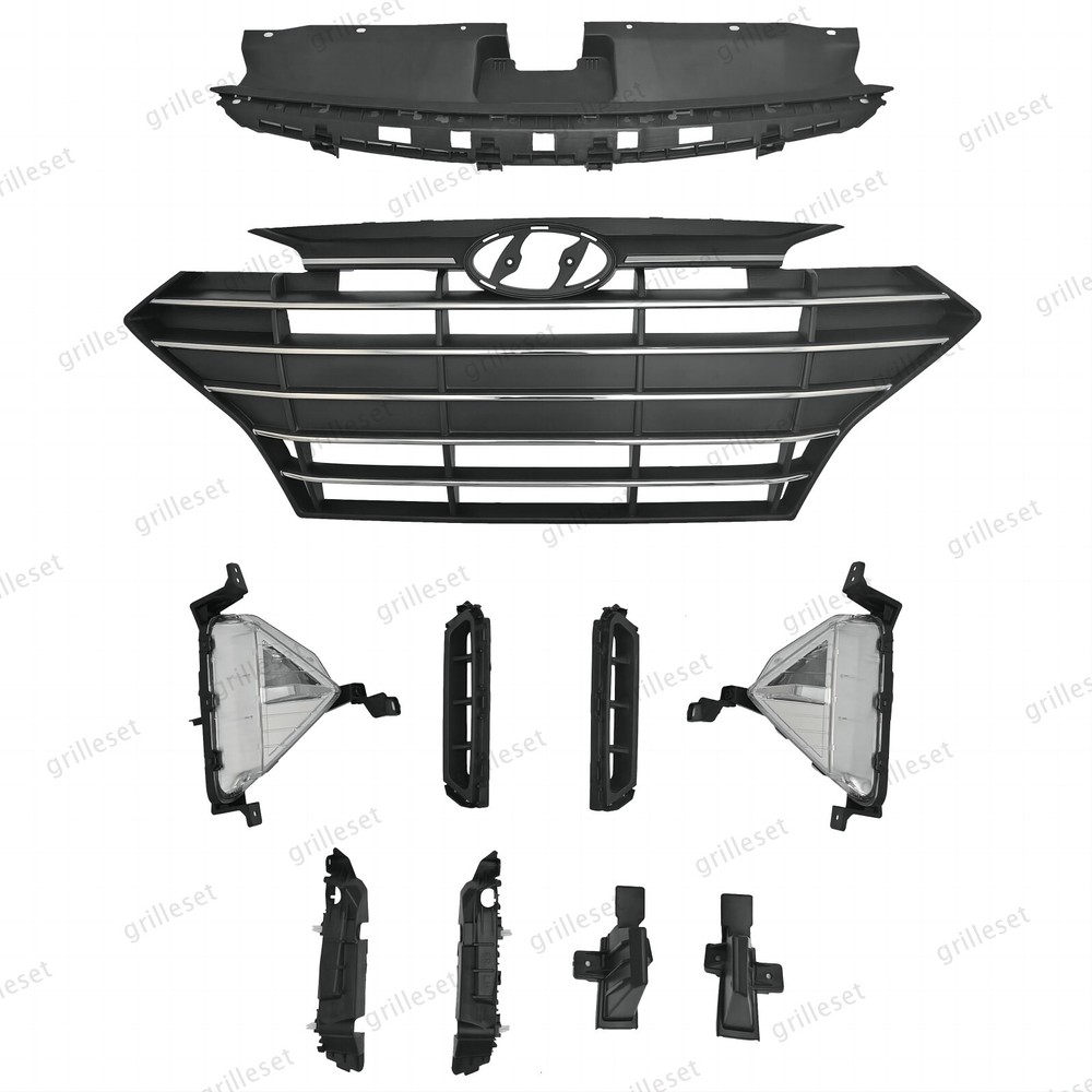For Elantra 2019-20 Chrome Grille Fog Light Kit Bumper Brackets & Cover Assembly
