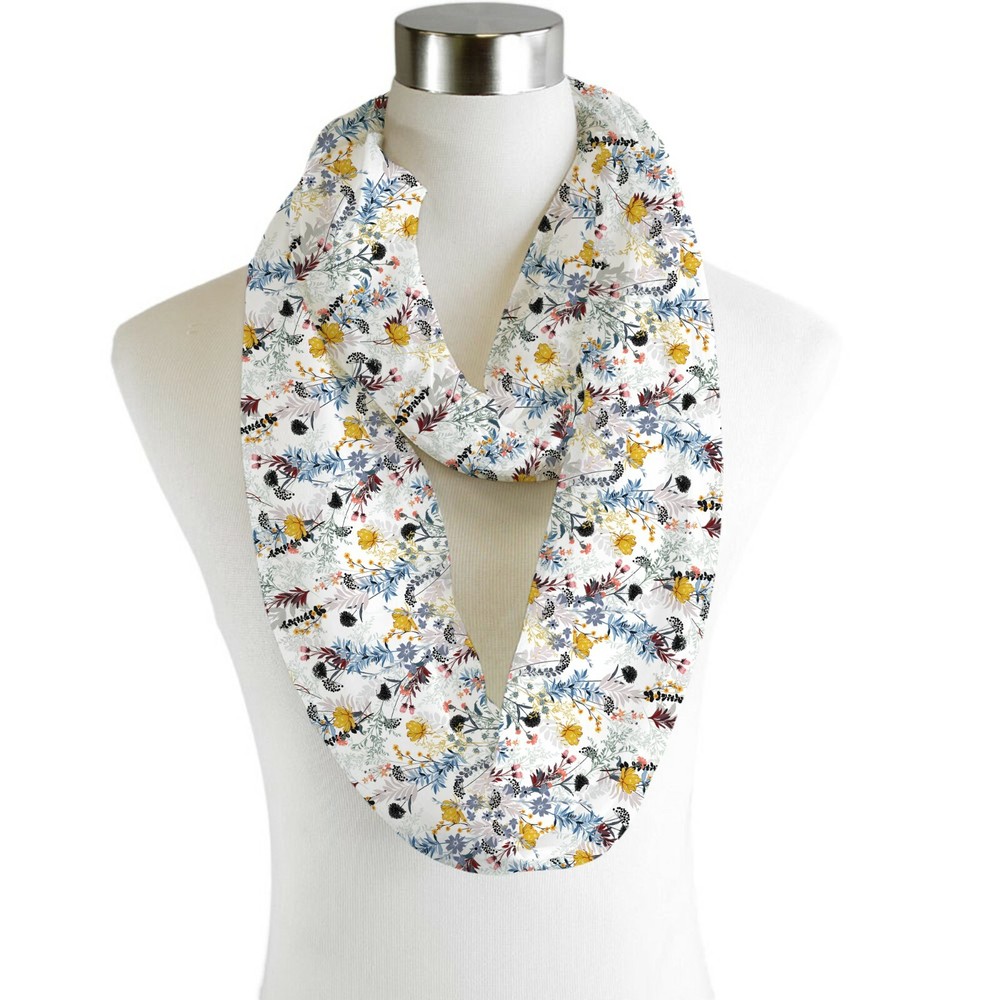 Elegant Floral Infinity Scarf in Lightweight Chiffon  -image