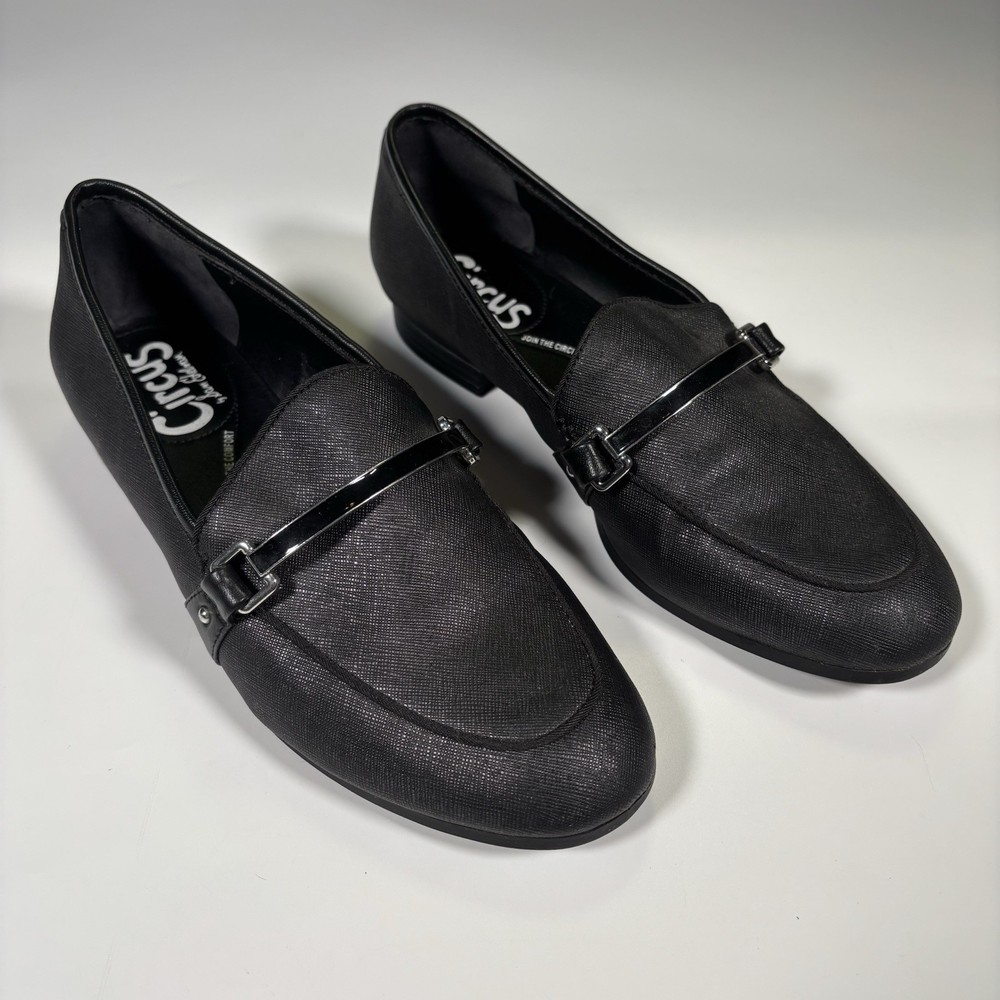 Sam Edelman Circus Womens Size 7 Black Buckle Slip On Loafers
