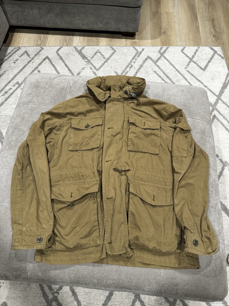 J Crew Field Mechanic Jacket Mens Size XL Zip Away Hood  Brown