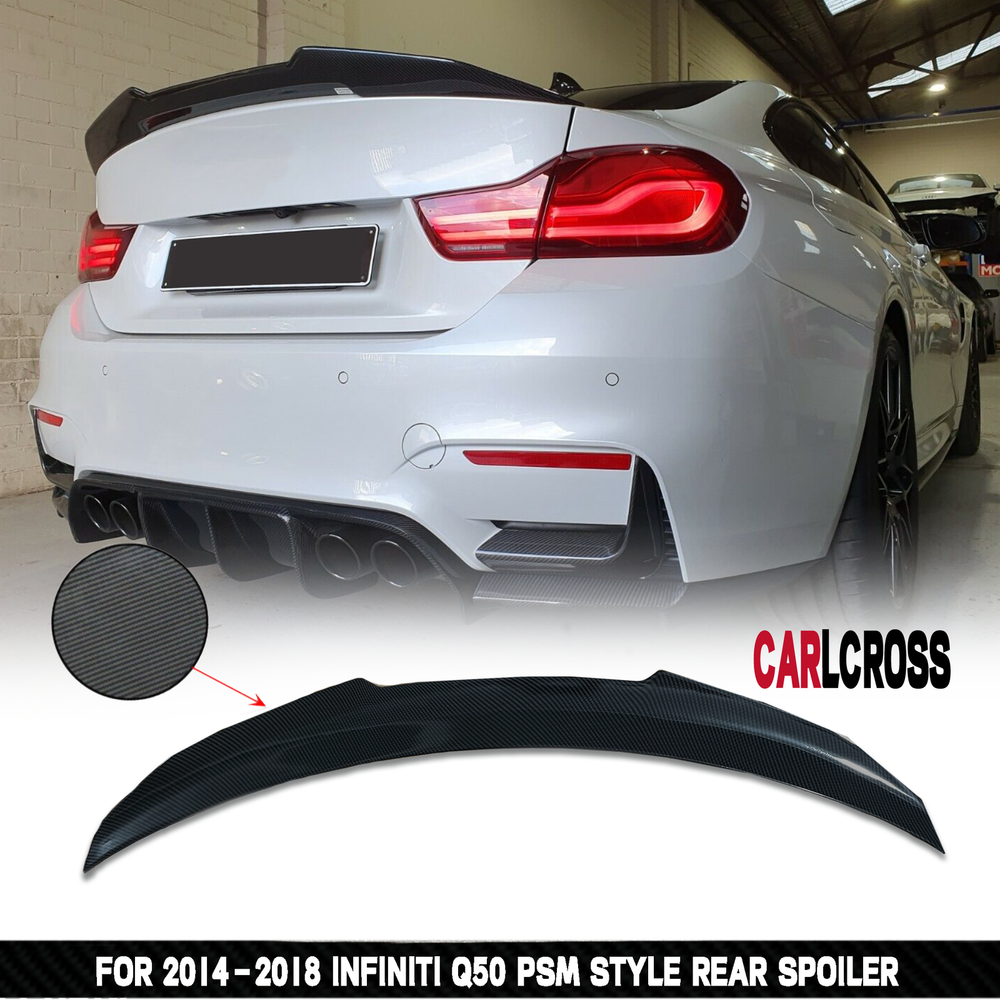 2014-2024 Infiniti Q50 PSM-Style High Kick Carbon Duckbill Trunk Spoiler
