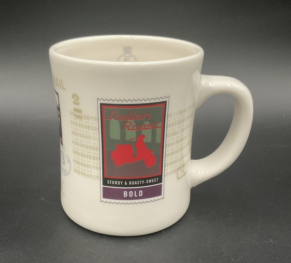 Starbucks Barista Coffee Mug Air Mail Stamps Bella Vista Cafe Verona 2002