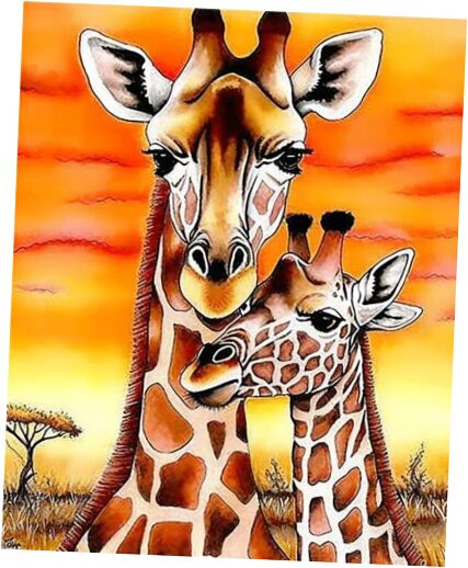 5D Diamond Art Painting Giraffe by Number Kits, Paint with Diamonds Art