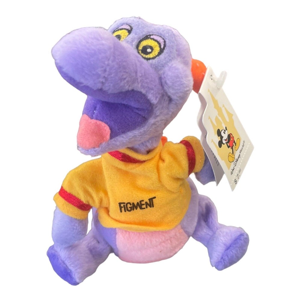 Disney World Figment Purple Dragon 7 Inch Plush Bean Bag Beanie with Shirt