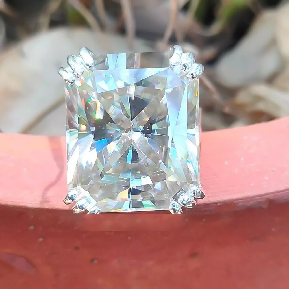 15 Ct Certified Radiant Cut White Diamond 925 Sterling Silver Solitaire Ring