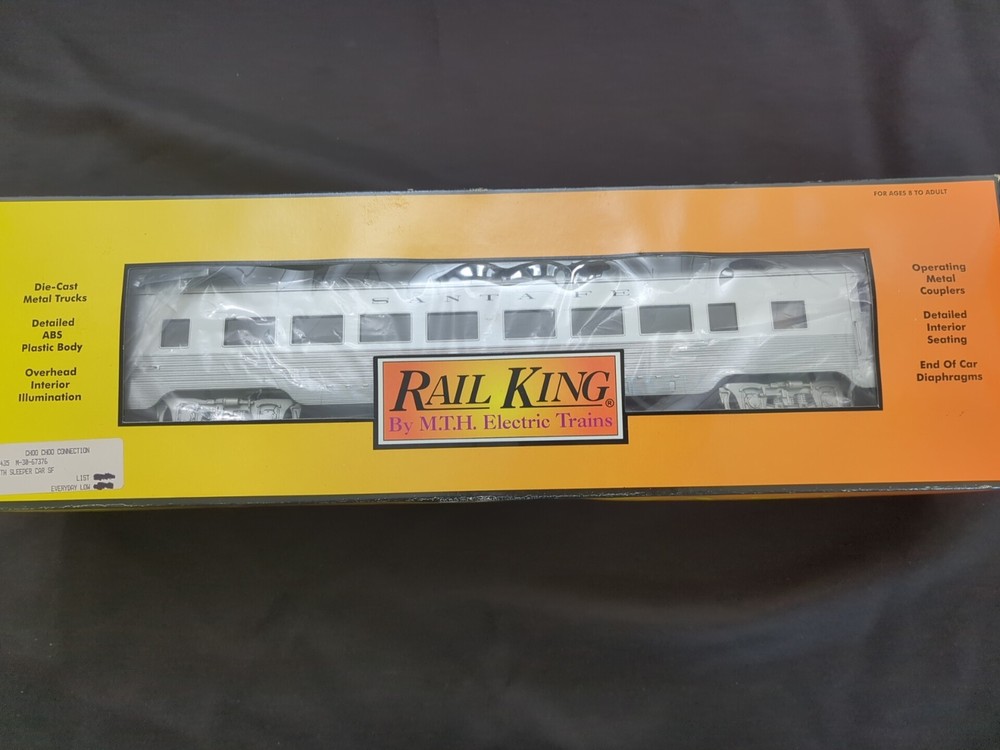 MTH Rail King O-27 Santa Fe 60ft Streamlined Sleeper Car 30-67376