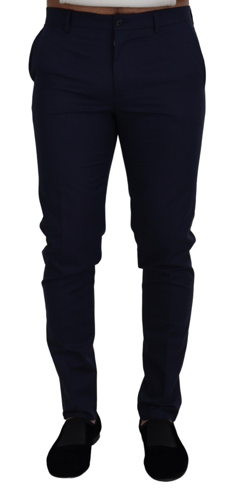 DOLCE & GABBANA Pants Blue Linen Cotton Slim Trousers Chinos IT52 / W38 RRP $900