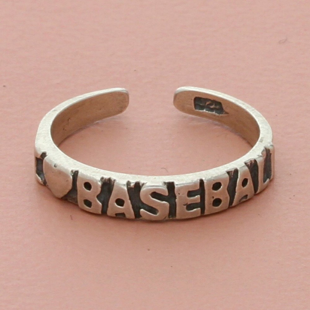 sterling silver i love baseball toe ring size 3.5