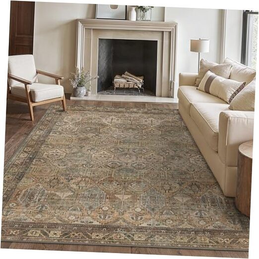 6x9 Washable Taupe Area Rug for Living Room – Soft & Durable