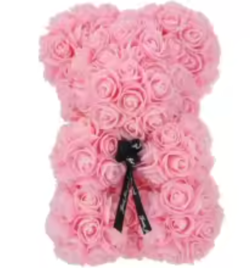 Valentines Day artificial rose bear pink 25cm
