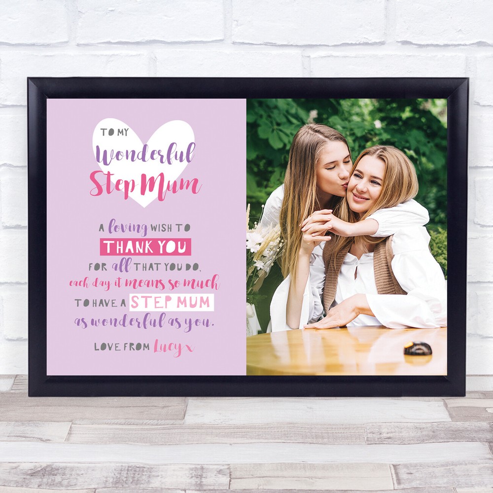 Beautiful Stepmum Poem Photo Hearts Personalised Gift Art Print