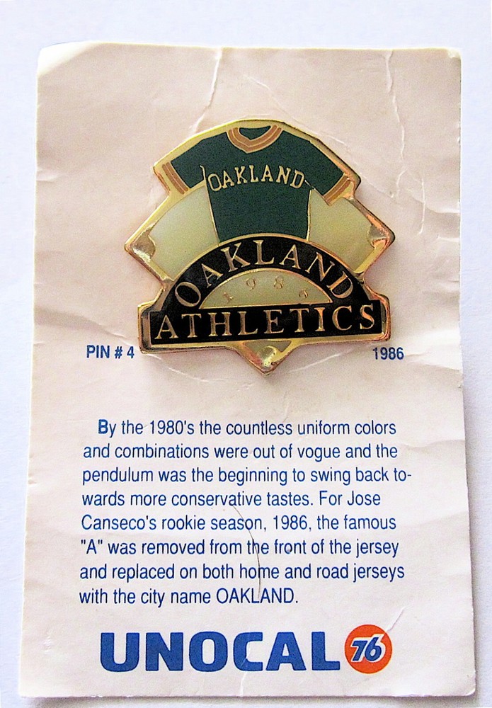 OAKLAND ATHLETICS A's BASEBALL TEAM 1986 SPORT PIN