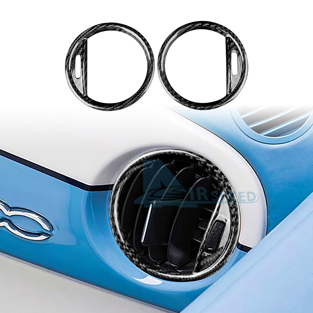 For Fiat 500 Abarth 595 2016-23 Real Hard Carbon Fiber Air Vent Ring Cover Trim