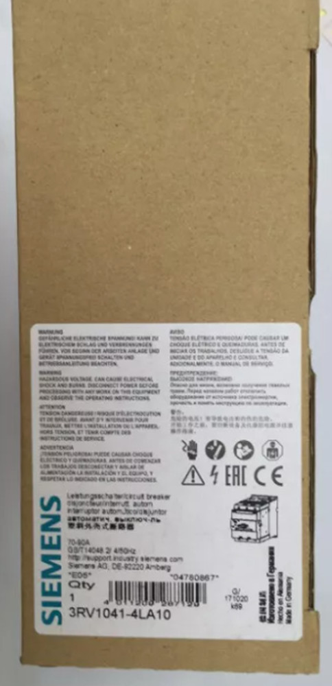 New In Box Siemens 3RV1041-4LA10 3RV10414LA10 70-90A Circuit Breaker