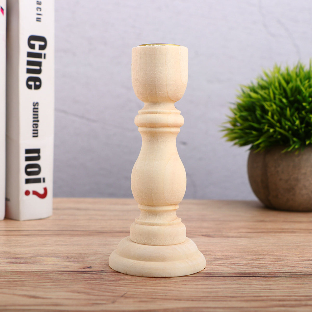 3 Pcs Home Decorations Living Room Diy Wood Crafts Wooden Candlestick
