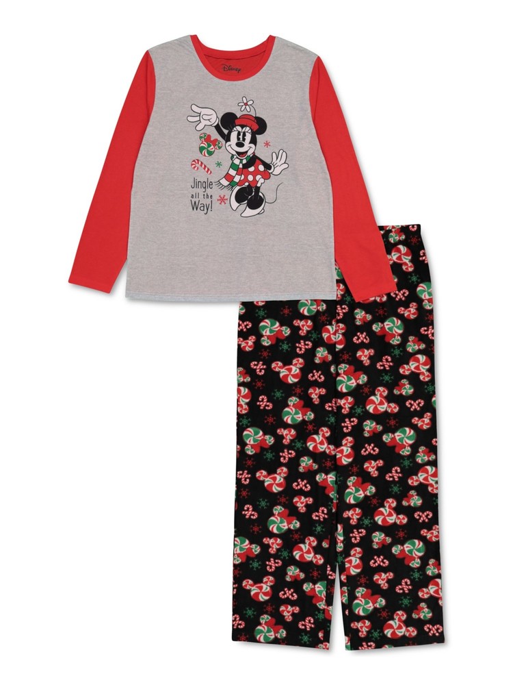 HYBRID APPAREL Womens Gray Long Sleeve T-Shirt Top Straight leg Pants Pajamas L