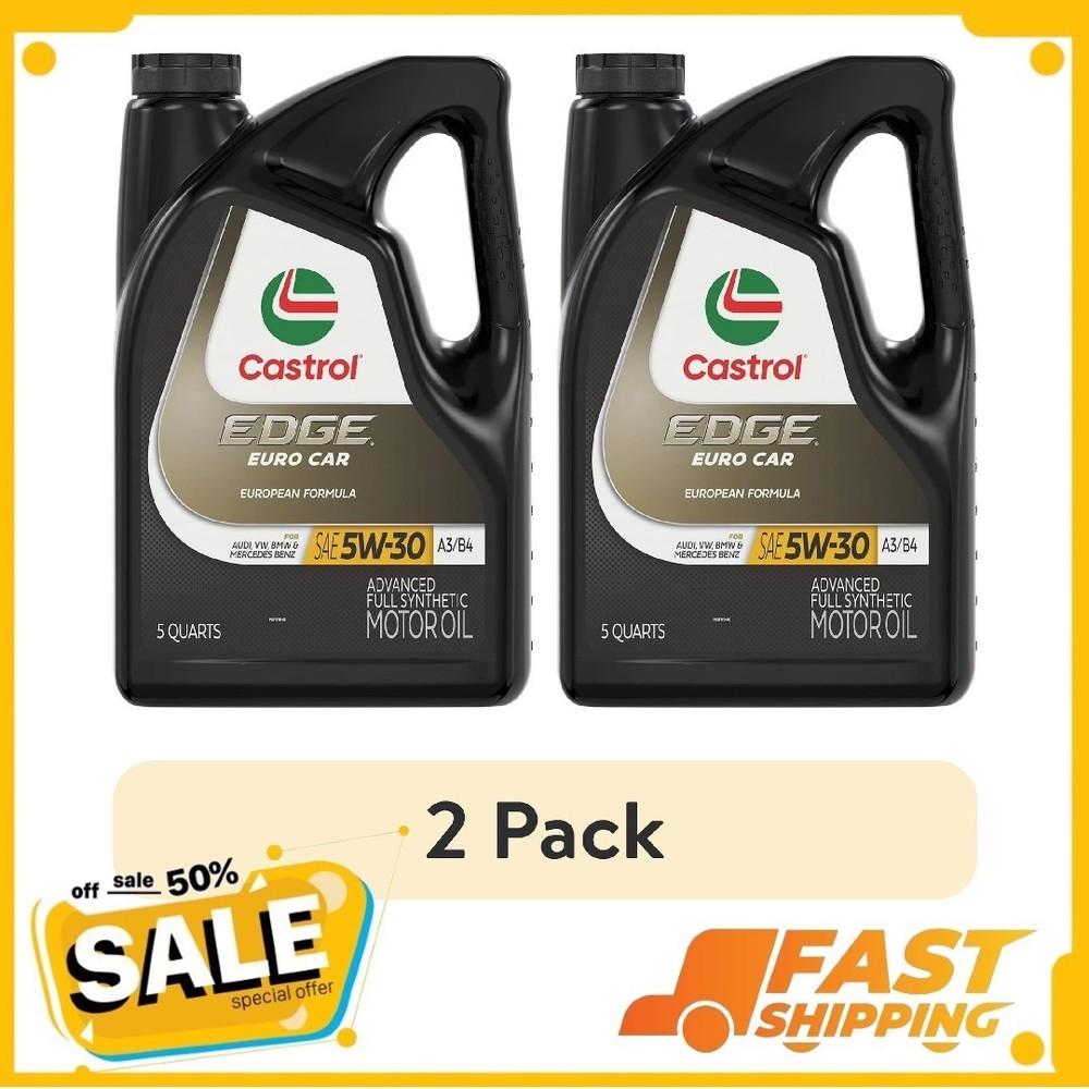 (2 pack) Castrol EDGE Euro 5W-30 A3/B4 European Advanced Full Synthetic Motor Oi