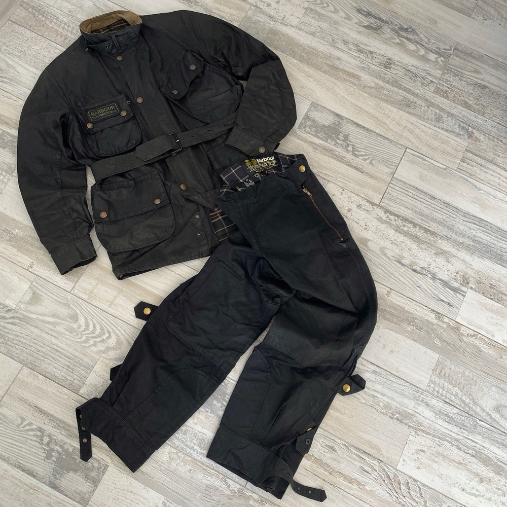 RARE Vintage Barbour International Motorcycle Suit Size 34 86 Crest c36 91