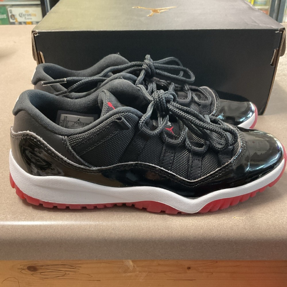 Jordan 11 Retro Low PS Black Red White Boys Sneakers Size 3Y FV5116-006