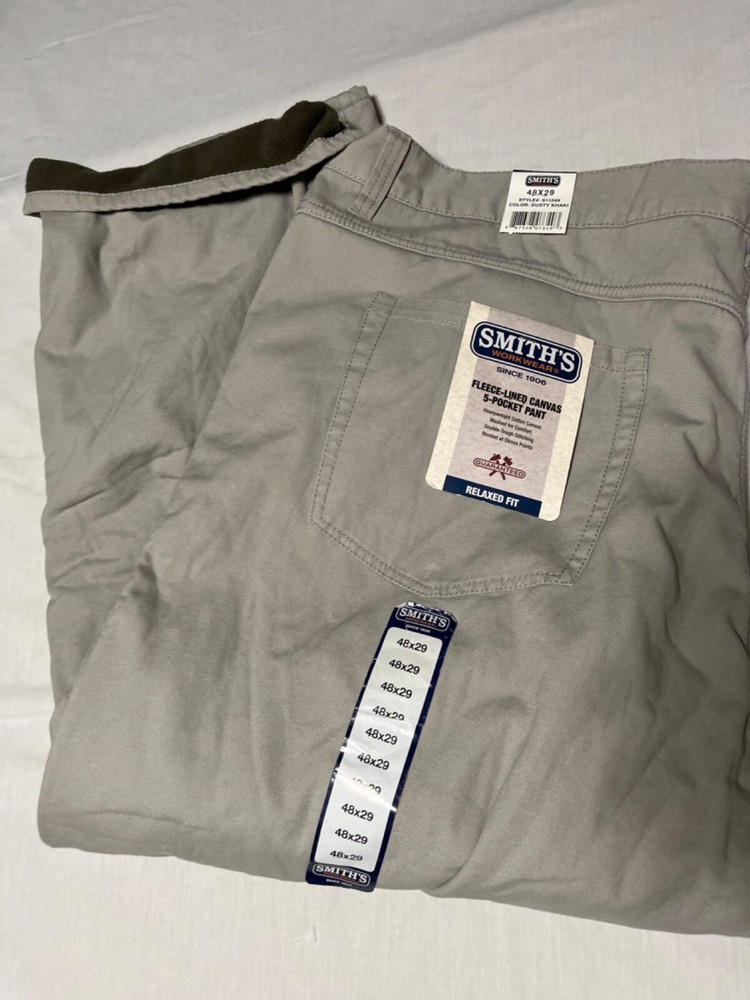 Smiths Workwear Fleece Lined Pants Men's Size 48x29 Beige