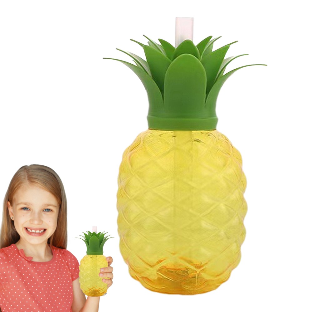 Hawaiian Pineapple Cups with Reusable Straw for Tropical Drinks